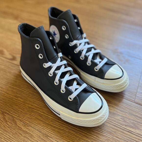 NEW Womens Size 7 Converse Chuck Taylor All Star Leather High Top Dark Grey Shoe - Picture 5 of 10